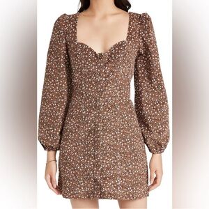 Free People Brown Floral Call Me Cord Mini Dress